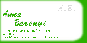 anna barenyi business card